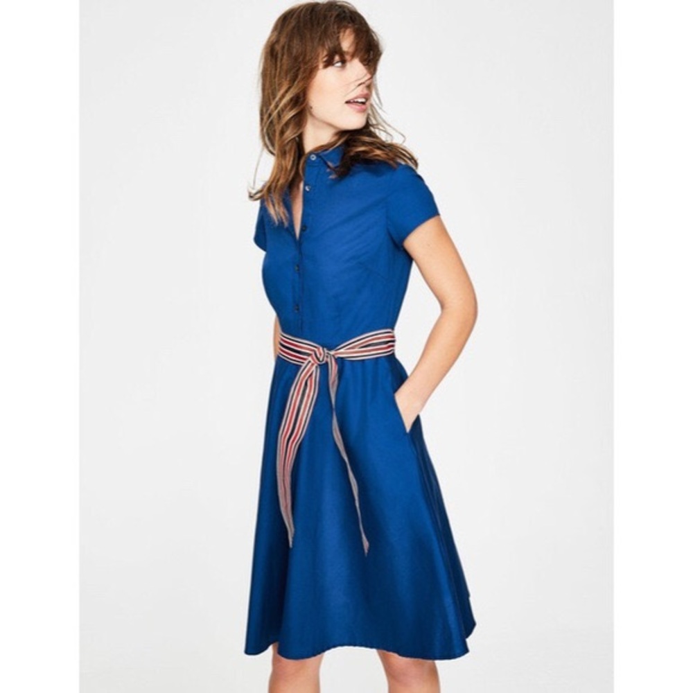 BODEN Riviera Blue Button Down Dress